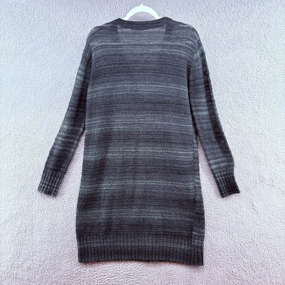 Rosemunde Copenhagen Wool Blend Longline Cardigan Sweater Green Striped Size M